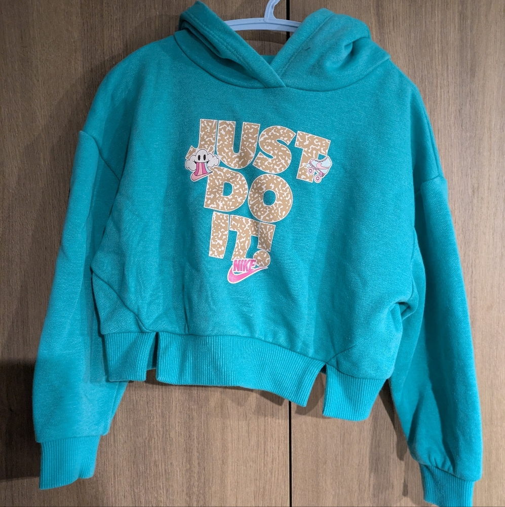 Nike Blue Cropped Hoodie Sweatshirt EUC